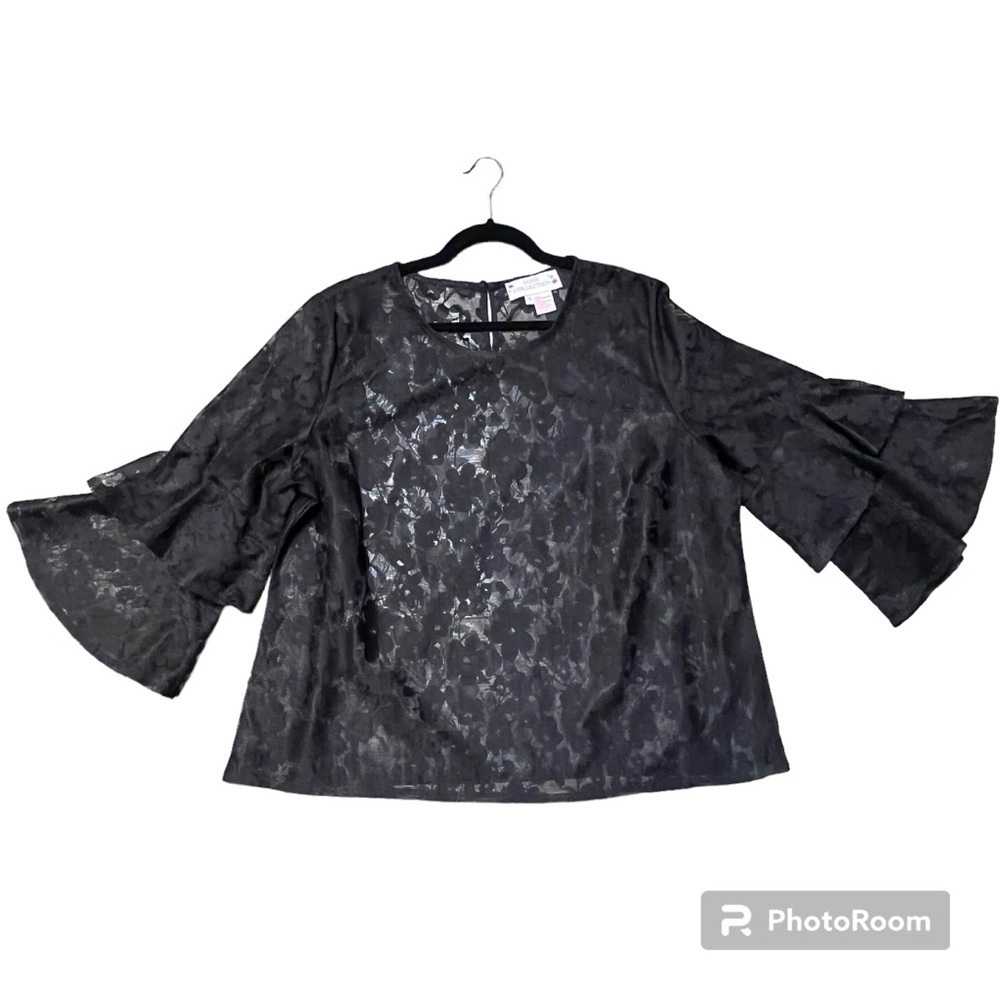 Women’s vintage rose connection Y2K whimsigoth black lace fairy bell sleeves 1X